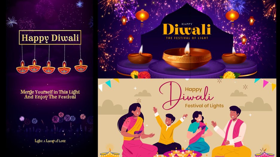 3 Diwali Wishes Template for After Effects